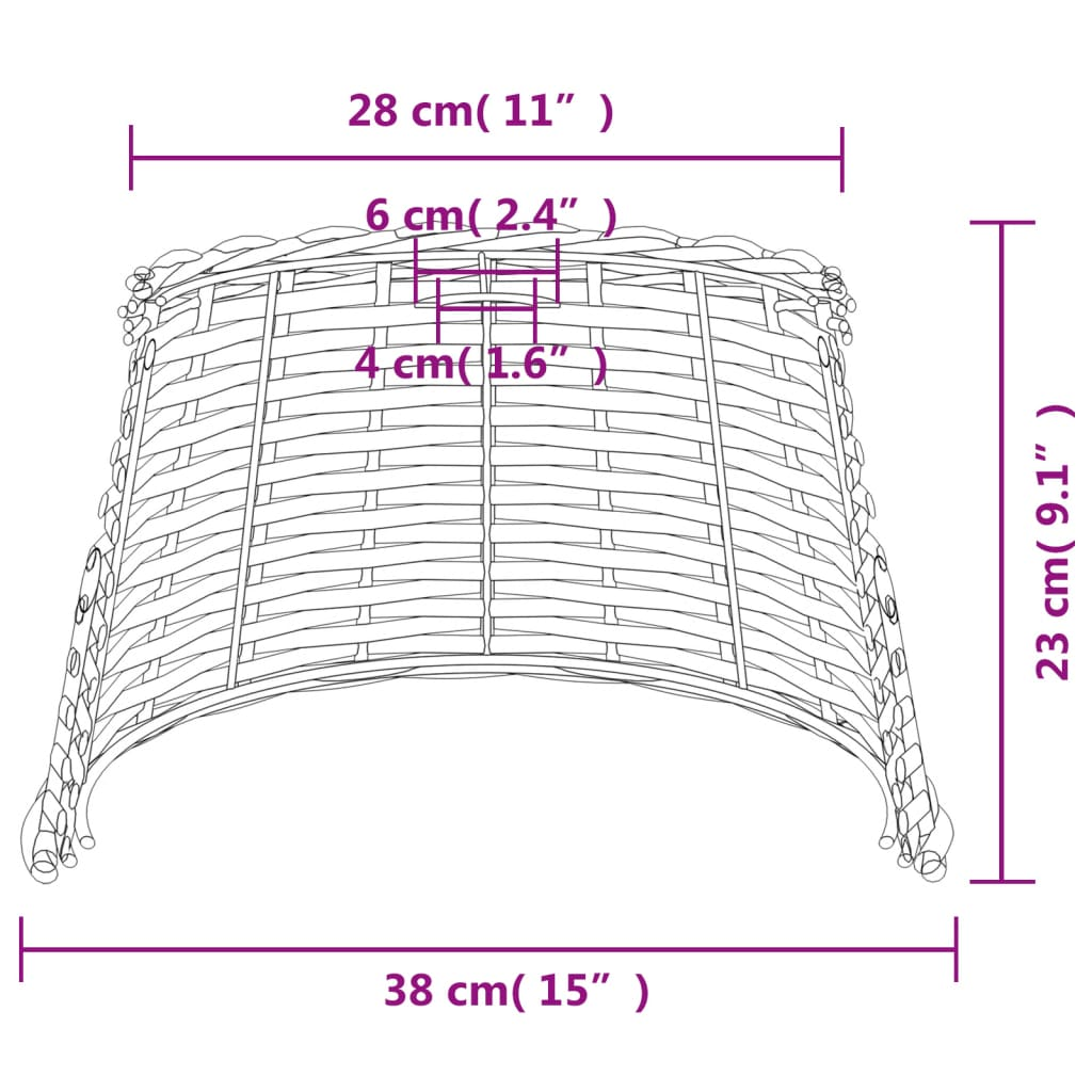 vidaXL Ceiling Lamp Shade White Ø38x23 cm Wicker