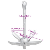 vidaXL Folding Anchor Silver 1.5 kg Malleable Iron