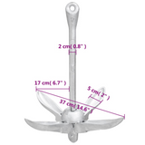 vidaXL Folding Anchor with Rope Silver 3.2 kg Malleable Iron