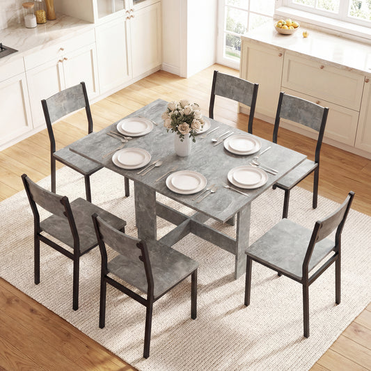 HOMCOM Folding Dining Table, Space-Saving Drop Leaf Kitchen Table for 4-6 People Grey