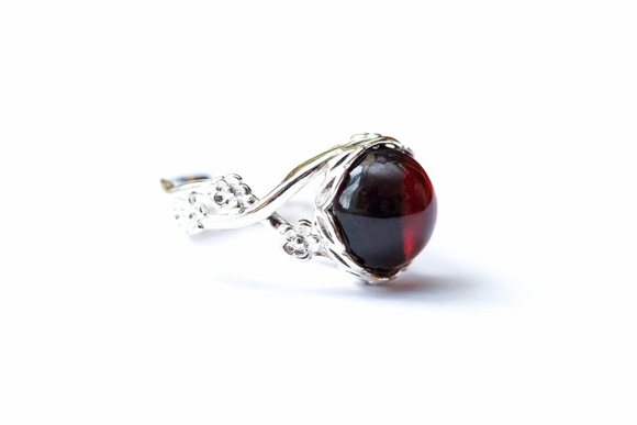 Floral Cherry Amber Ring