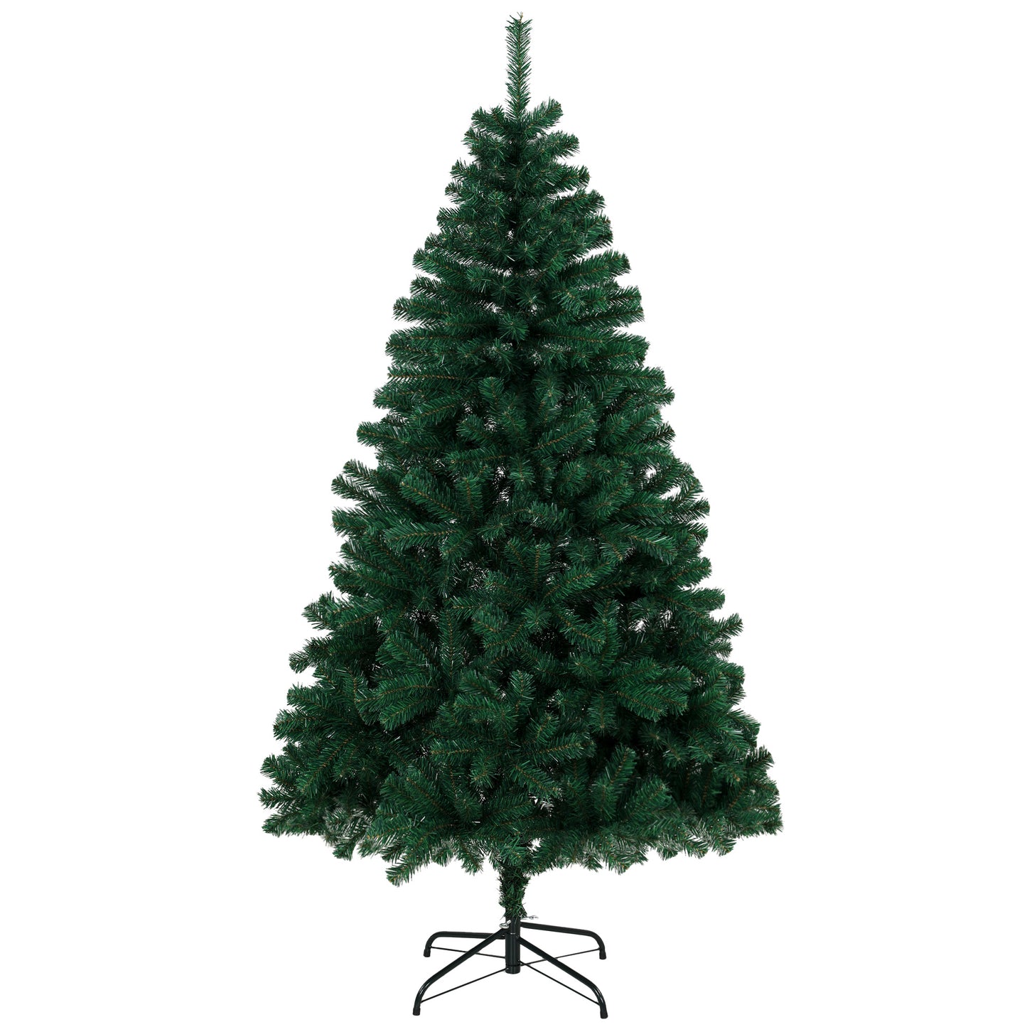 HOMCOM 6ft Artificial Christmas Tree, Fir Hinged Xmas Tree with 700 Branch Tips, Foldable Steel Stand, Green