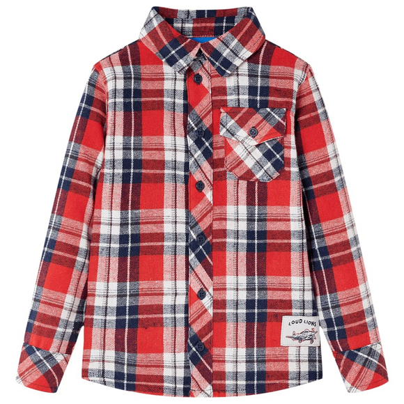 Kids' Plaid Shirt Red and Navy 128