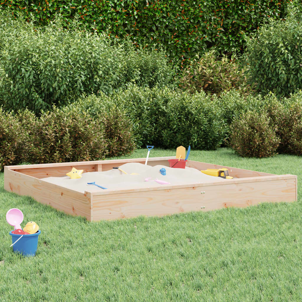 vidaXL Sandbox with Seats Square Solid Wood Pine