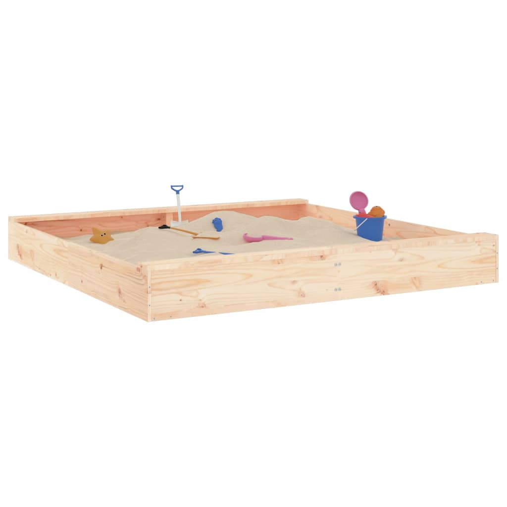 vidaXL Sandbox with Seats Square Solid Wood Pine