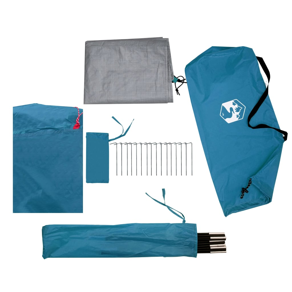 Camping Tent 3-Person Blue Waterproof