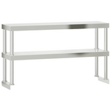 vidaXL Work Table Overshelf 2-Tier 110x30x65 cm Stainless Steel