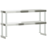vidaXL Work Table Overshelf 2-Tier 110x30x65 cm Stainless Steel
