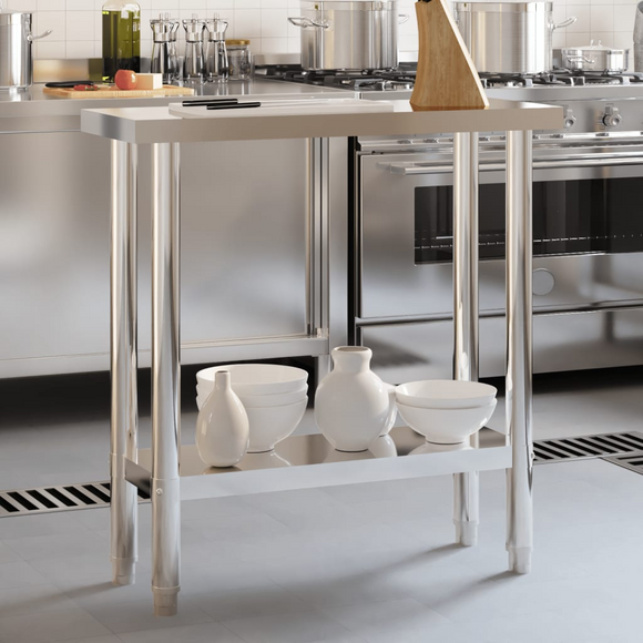 vidaXL Kitchen Work Table 82.5x30x85 cm Stainless Steel