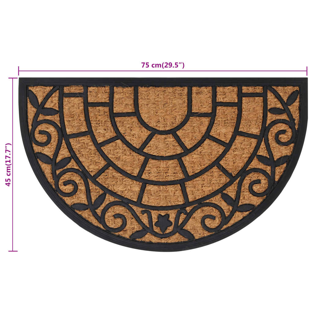vidaXL Door Mat Half Round 45x75 cm Rubber and Coir