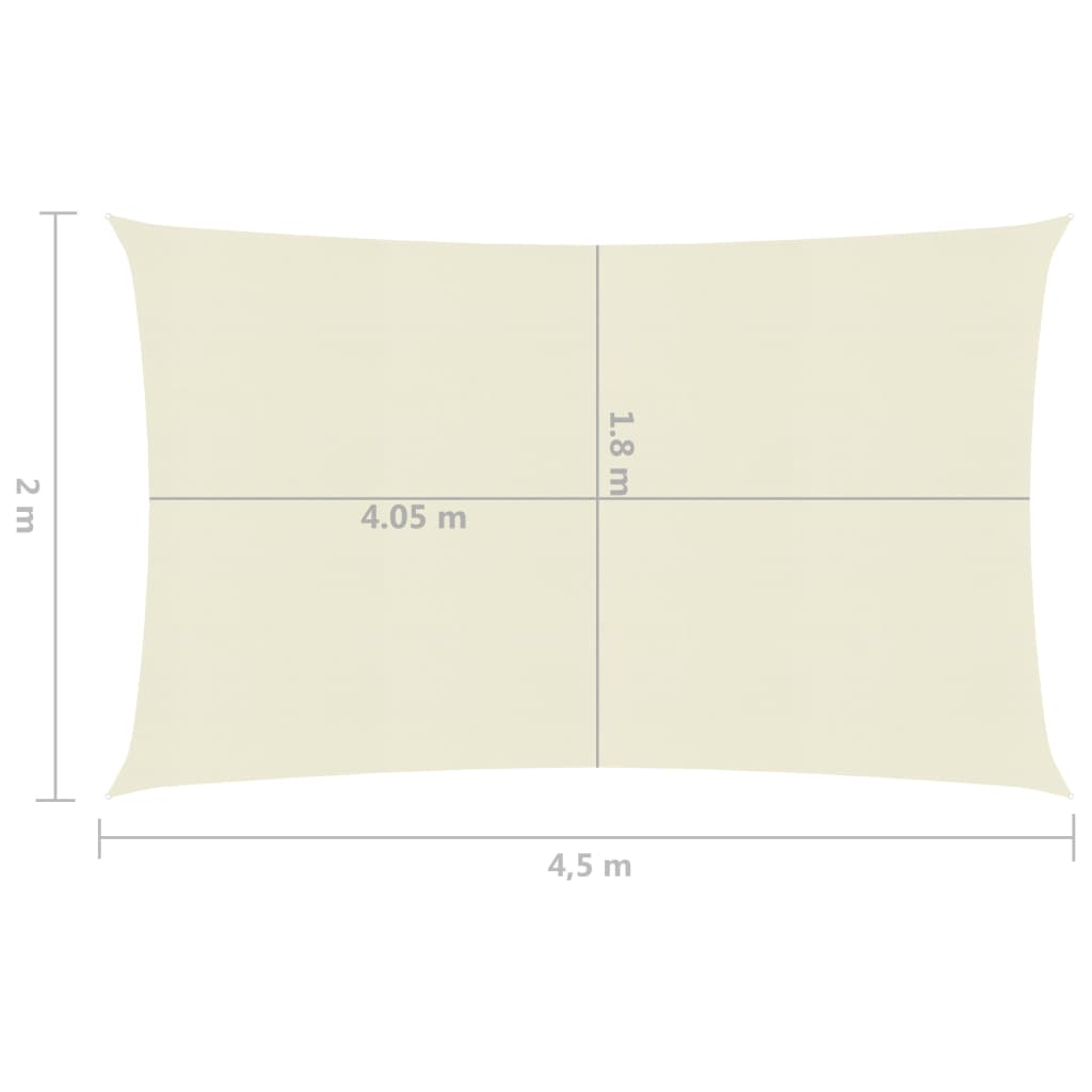 vidaXL Sunshade Sail 160 g/m² Cream 2x4.5 m HDPE