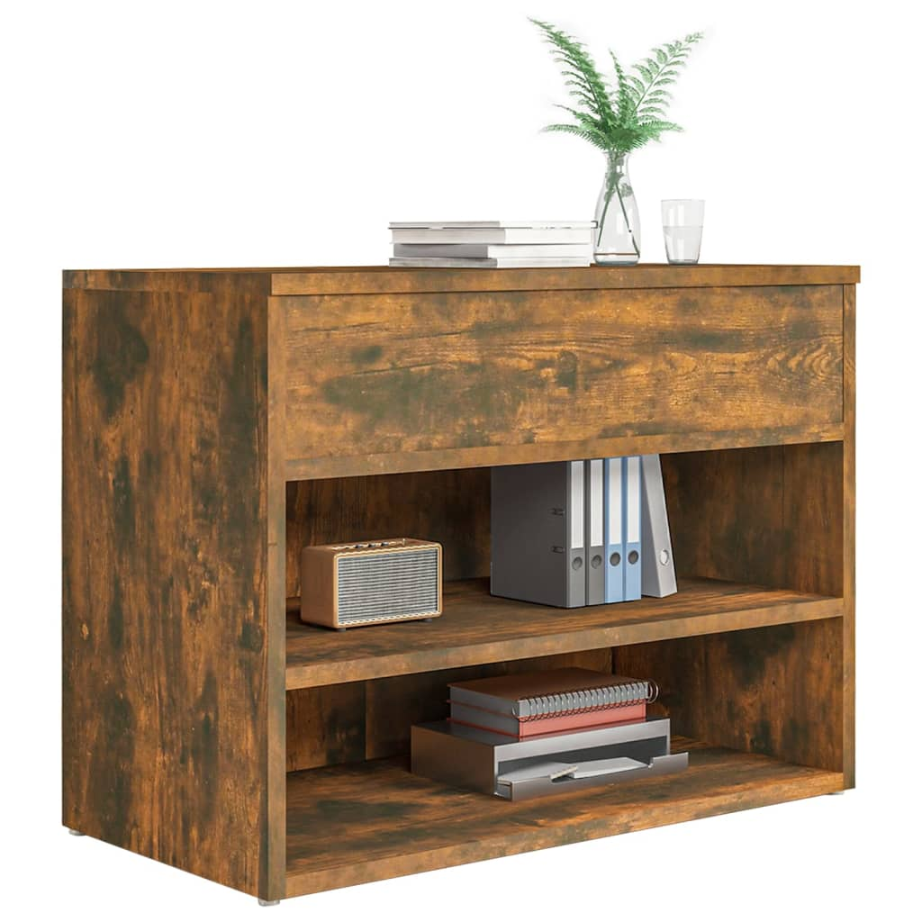 vidaXL Shoe Bench Smoked Oak 60x30x45 cm Engineered Wood