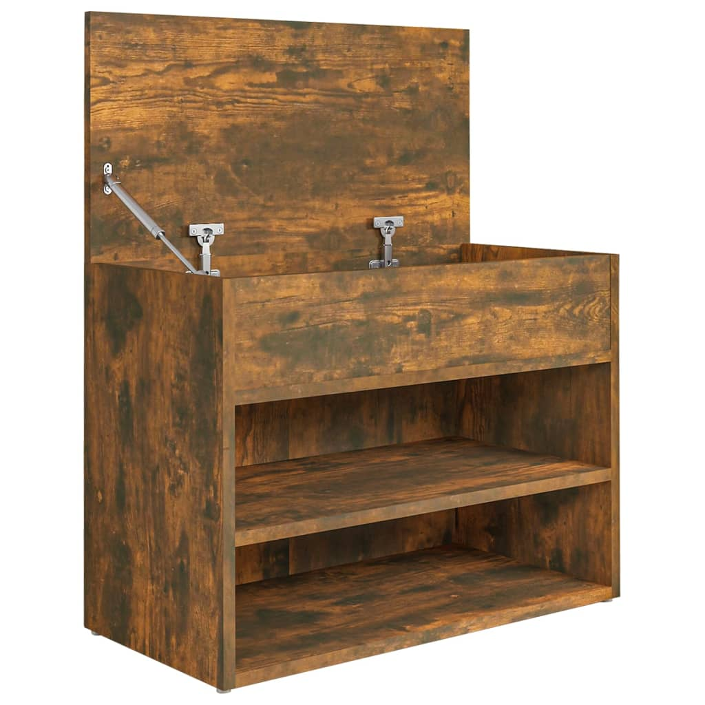 vidaXL Shoe Bench Smoked Oak 60x30x45 cm Engineered Wood