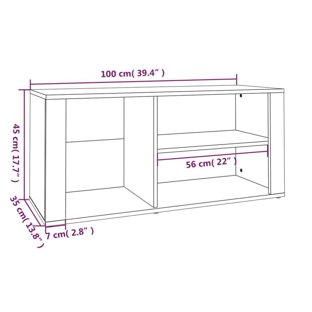 vidaXL Shoe Cabinet Smoked Oak 100x35x45 cm Engineered Wood