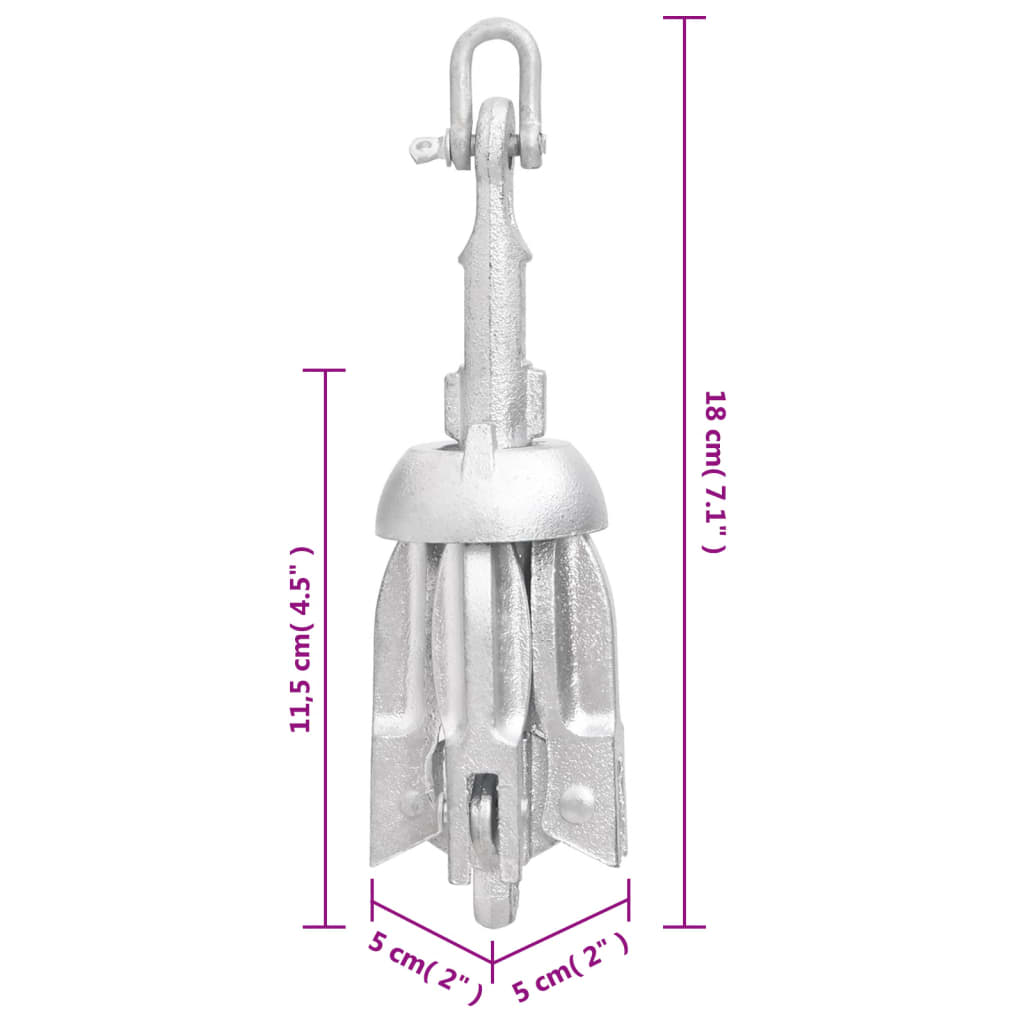 vidaXL Folding Anchor Silver 0.7 kg Malleable Iron