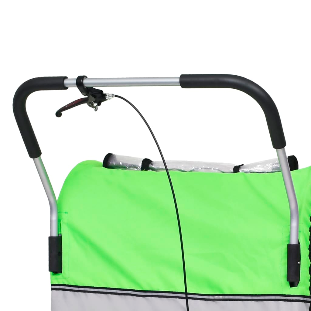 2-in-1 Bike Trailer & Stroller Green and Grey