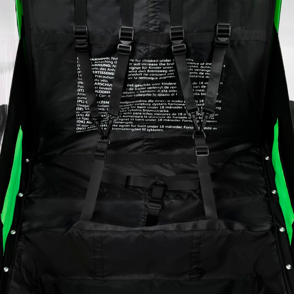 2-in-1 Bike Trailer & Stroller Green and Grey