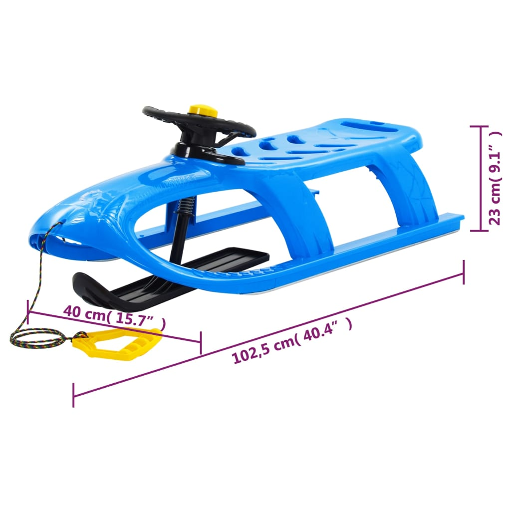 Sledge with Wheel Blue 102.5x40x23 cm Polypropylene