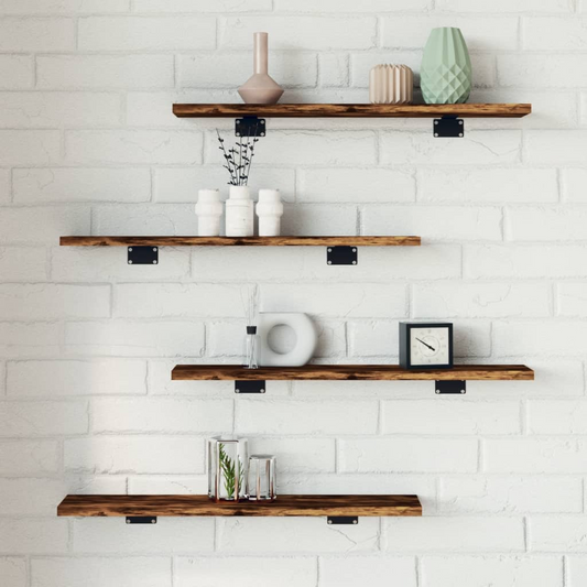 Wall Shelves 4 pcs Smoked Oak 60x10x1.5 cm Engineered Wood