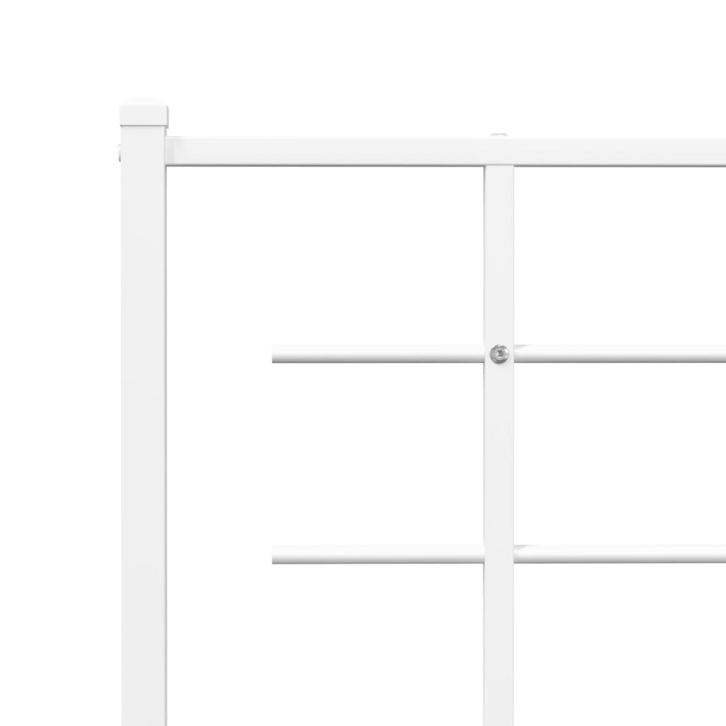 vidaXL Metal Bed Frame with Headboard and Footboard White 90x190 cm Single