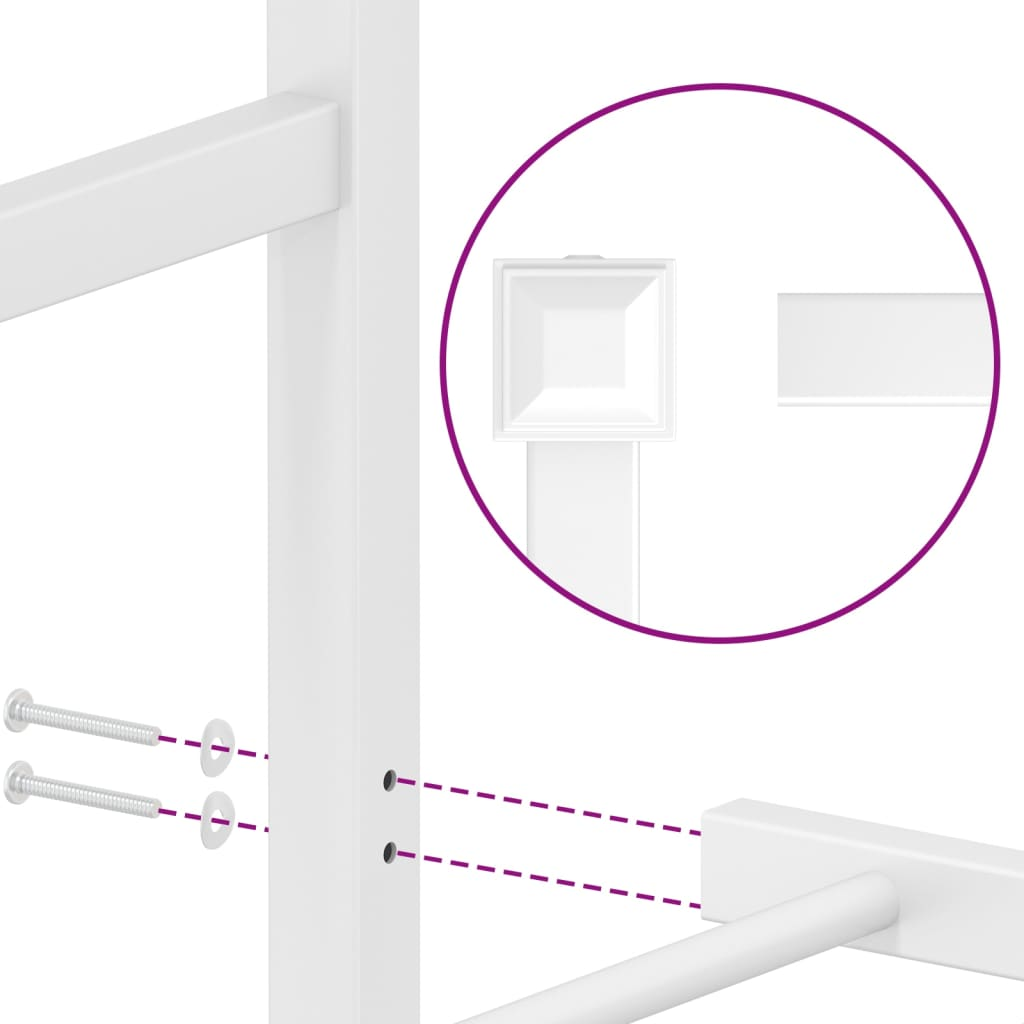 vidaXL Metal Bed Frame with Headboard and Footboard White 90x190 cm Single