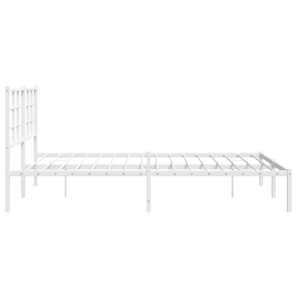 vidaXL Metal Bed Frame with Headboard White 150x200 cm King Size
