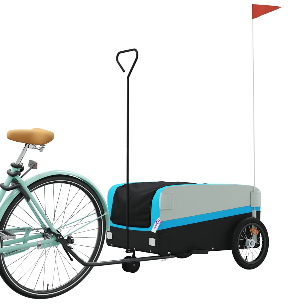 vidaXL Bike Trailer Black and Blue 45 kg Iron