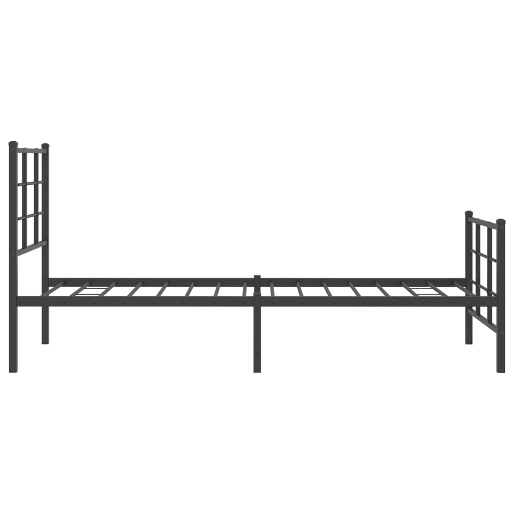 vidaXL Metal Bed Frame with Headboard and Footboard Black 75x190 cm Small Single