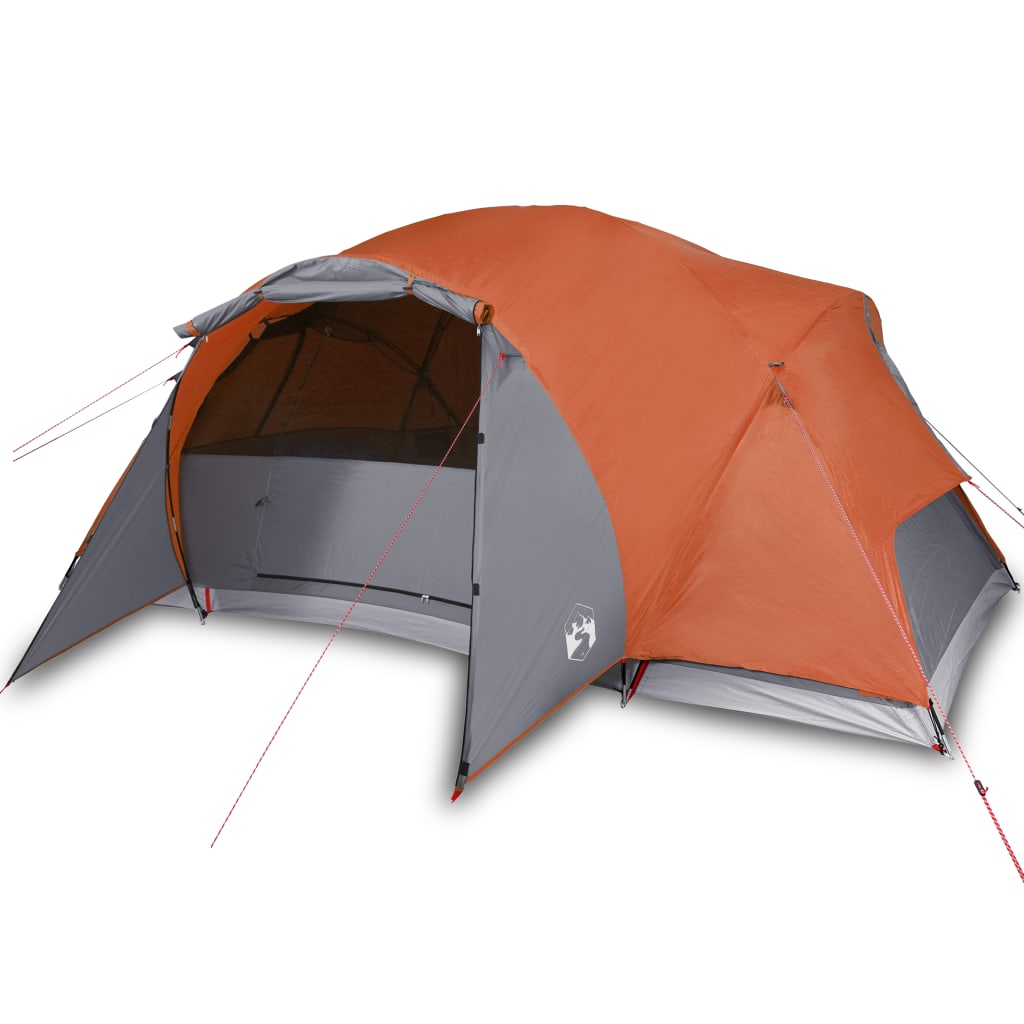 Camping Tent 8-Person Grey and Orange Waterproof