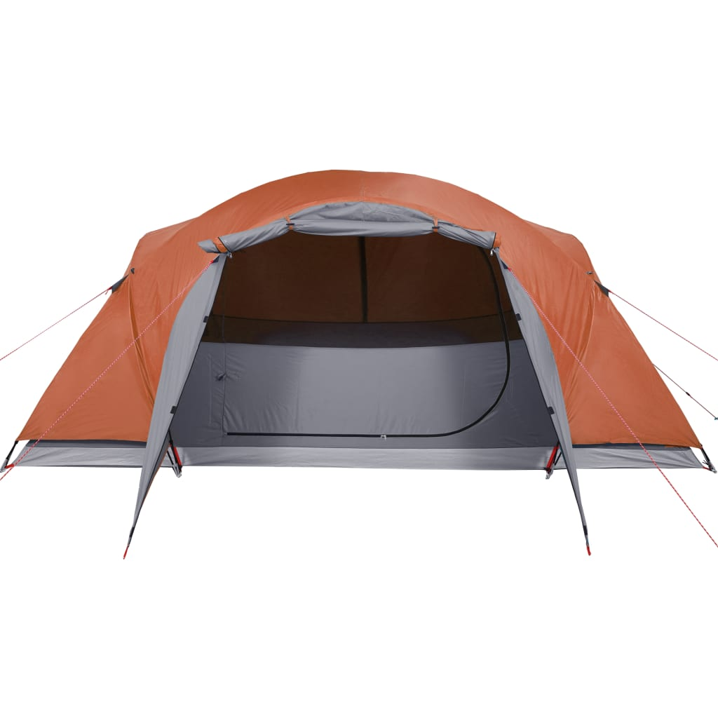 Camping Tent 8-Person Grey and Orange Waterproof