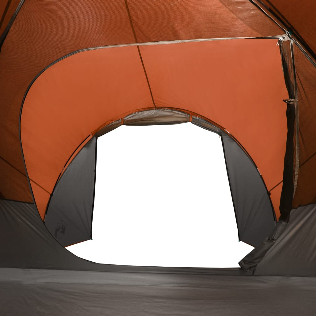 Camping Tent 8-Person Grey and Orange Waterproof