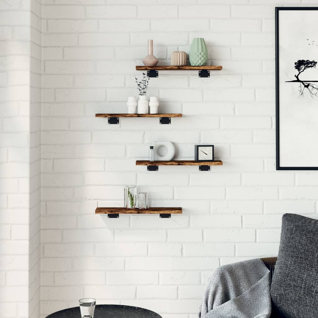 Wall Shelves 4 pcs Smoked Oak 40x10x1.5 cm Engineered Wood