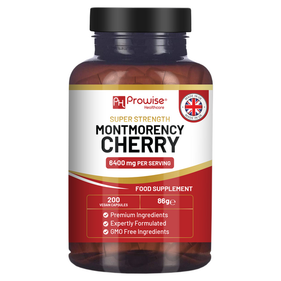 Cherry+ 3100mg with Black Cherry | Best Cherry Supplements for Gout | 200 Vegan Capsules for Men and Women | UK Made by Prowise Healthcare