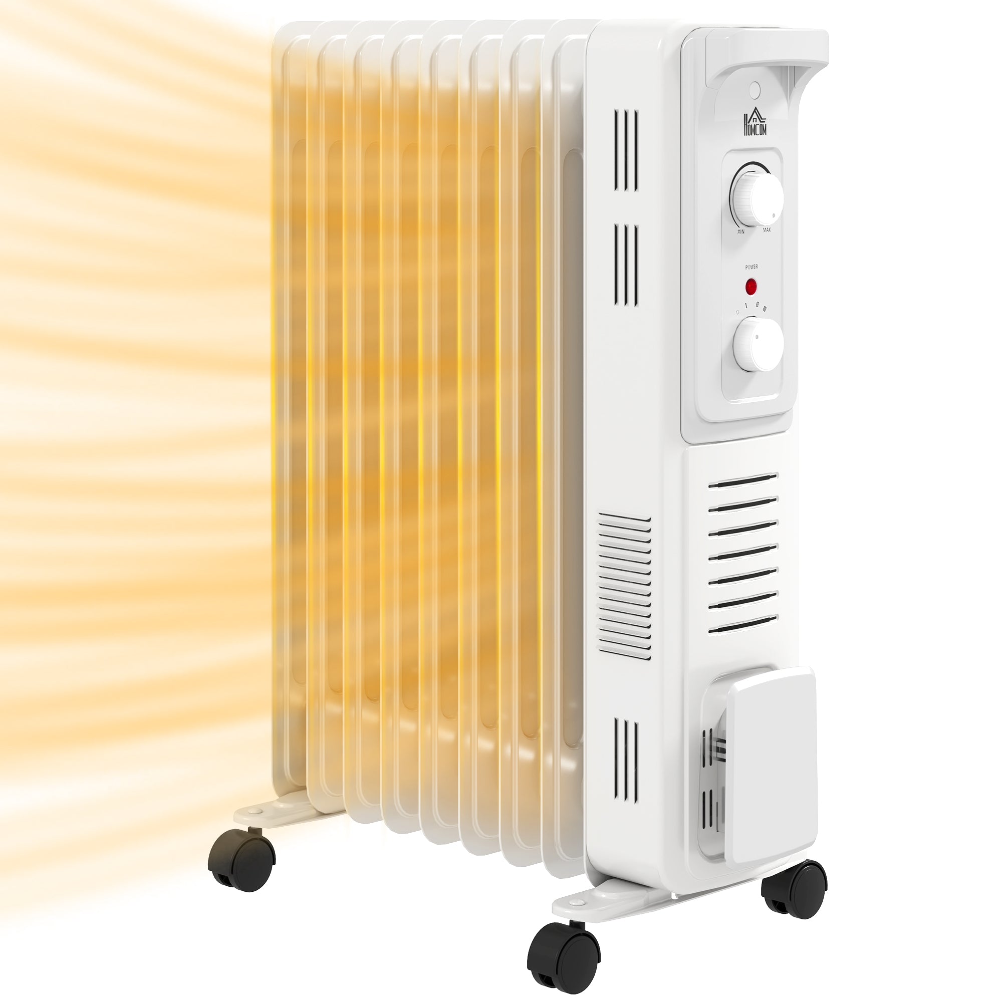 HOMCOM 2000W Quiet Oil Filled Radiator, 9 Fin Energy Efficient Portabl ...