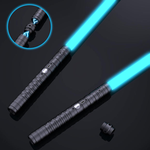 2 Pack Lightsabre, 2-in-1 Duelling Lightsabre With 7 Colours Changeable With Force Sound, Aluminum Alloy Hilt, 2 FX Rechargeable Light Saber For Kids And Adults