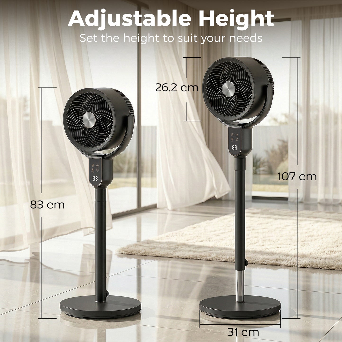 HOMCOM 20 dB Silent Standing Fan for Bedroom, 42" Pedestal Fan with Remote, 90Â° Oscillating, 8 Speeds, Remote Control, Black
