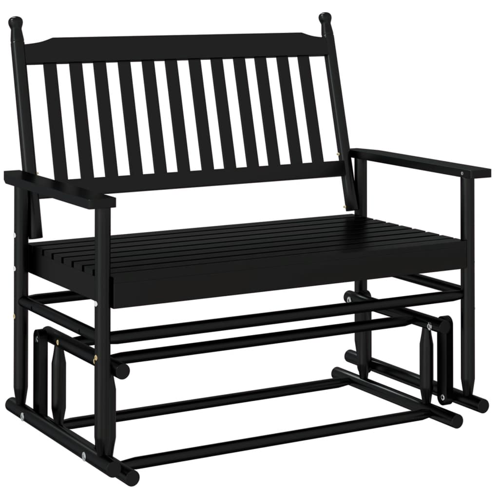 Glider Bench Black 118x70x104.5 cm - Solid Wood Poplar