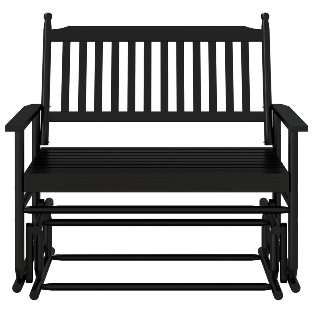 Glider Bench Black 118x70x104.5 cm - Solid Wood Poplar