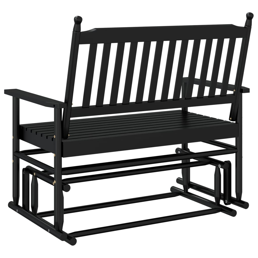 Glider Bench Black 118x70x104.5 cm - Solid Wood Poplar