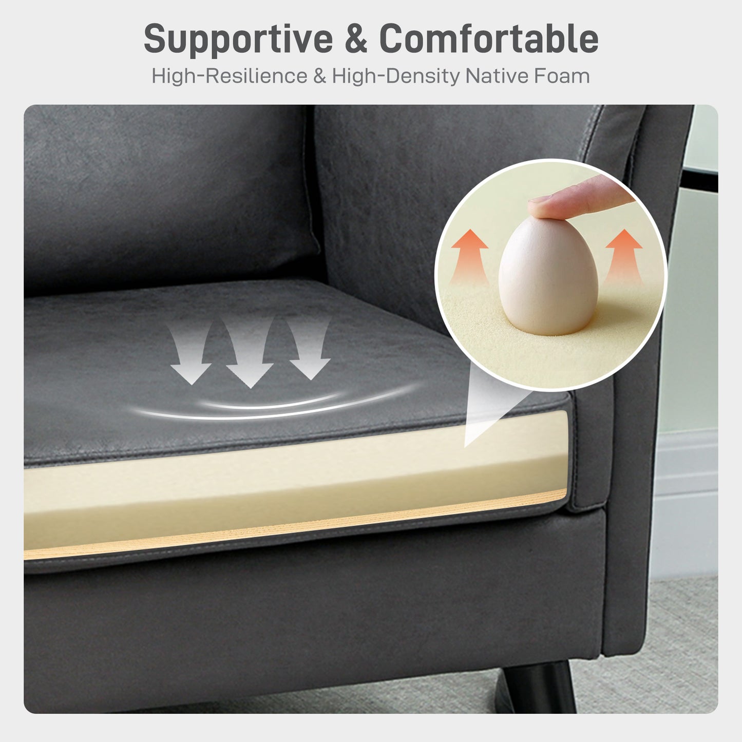 HOMCOM Two-Seater Leathaire Sofa - Grey