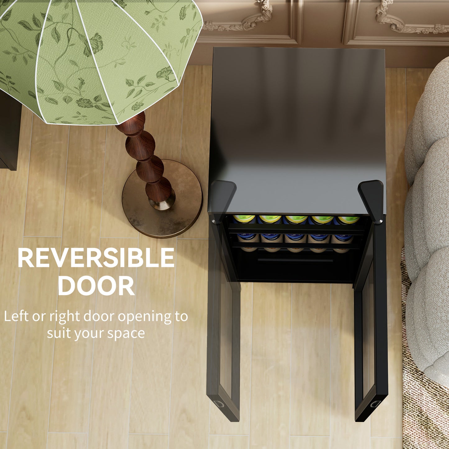 HOMCOM 93L Drinks Fridge, 115 Can Freestanding Beer Fridge with Glass Door, Adjustable Shelves, LED Light, for Beer Soda, Black