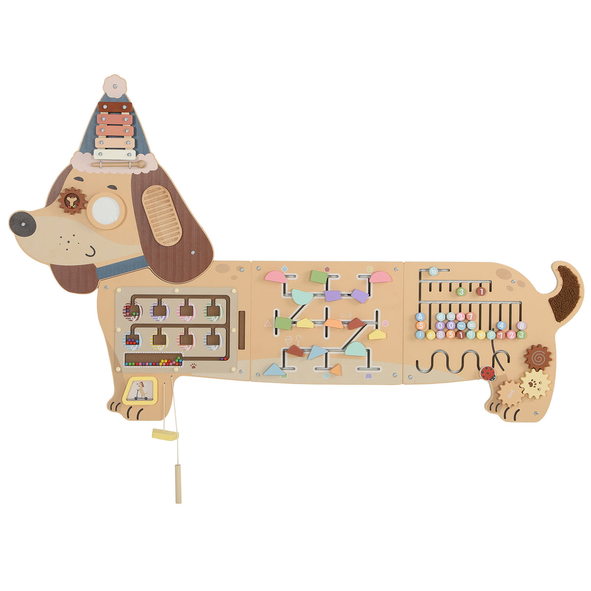 AIYAPLAY Montessori Inspired Busy Board, Wooden Dachshund Sensory Wall Panel for kids Touch, Feel & Learn, Classroom, Playroom Default Title
