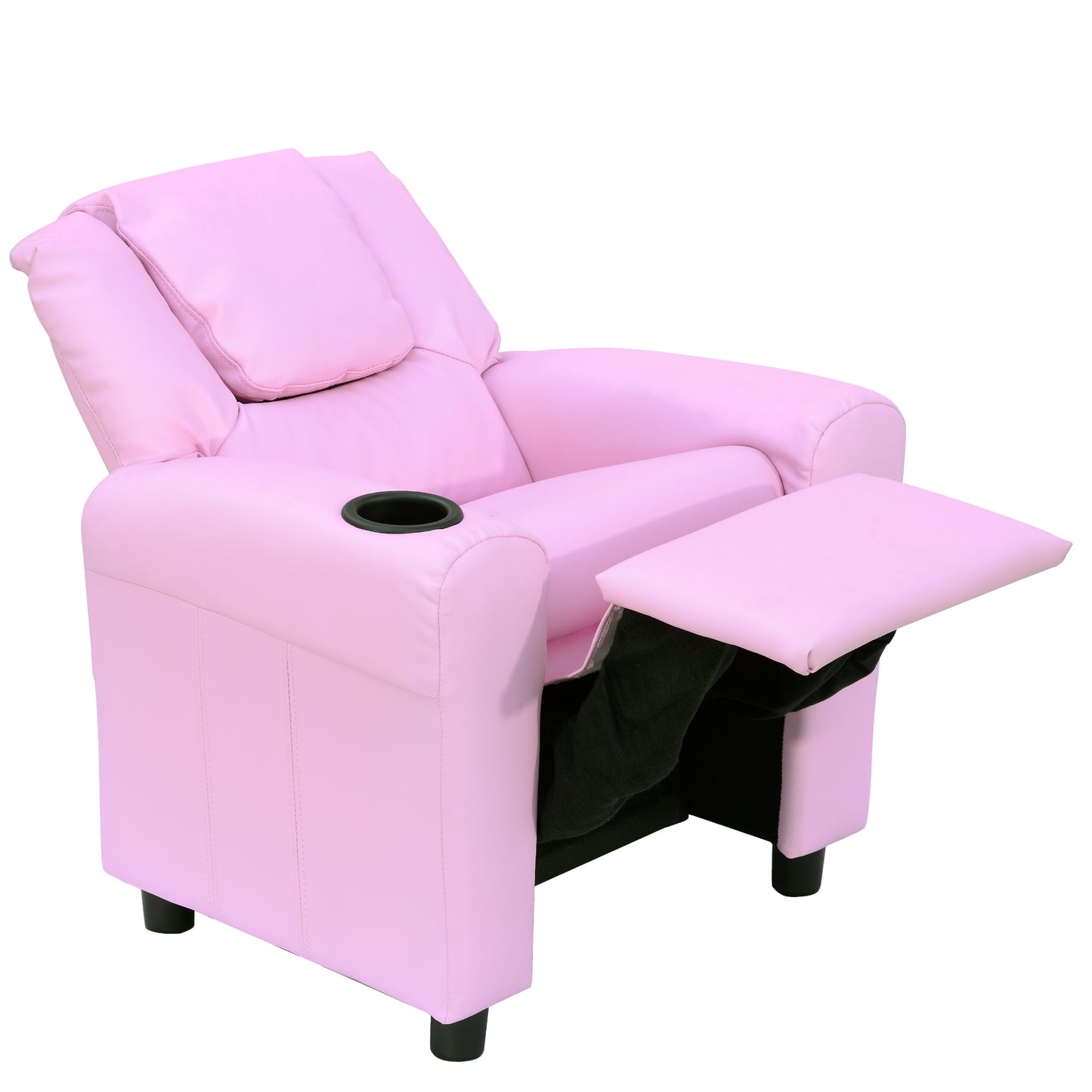 HOMCOM Kids Recliner Chair, PU Leather with Adjustable Backrest, Footrest, Padded Headrest, Pink Default Title