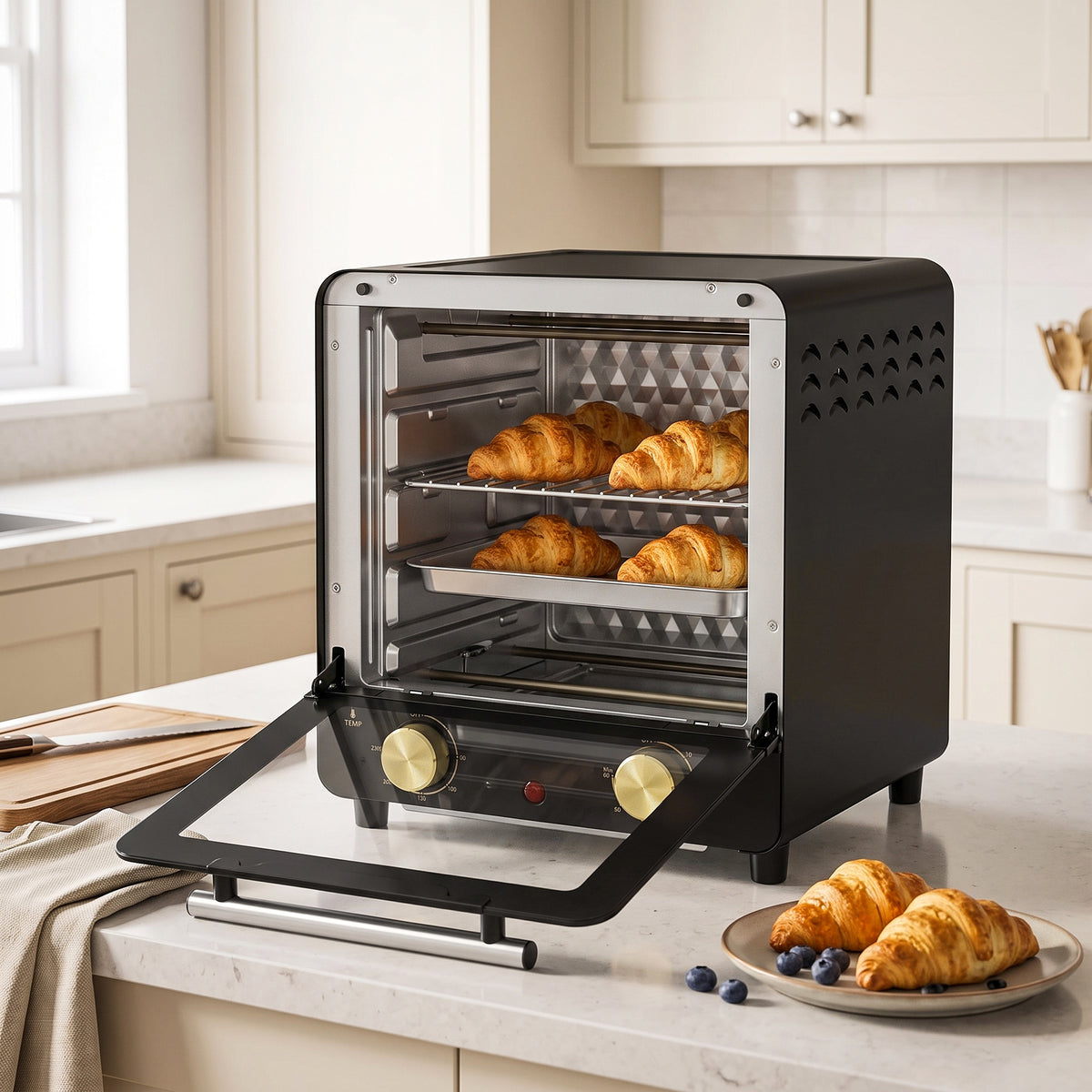 HOMCOM Mini Oven, 15 L Electric Oven and Grill w/ 60-230â„ƒ Adjustable Temperature, 60 Minute Timer, Includes Baking Tray, Black