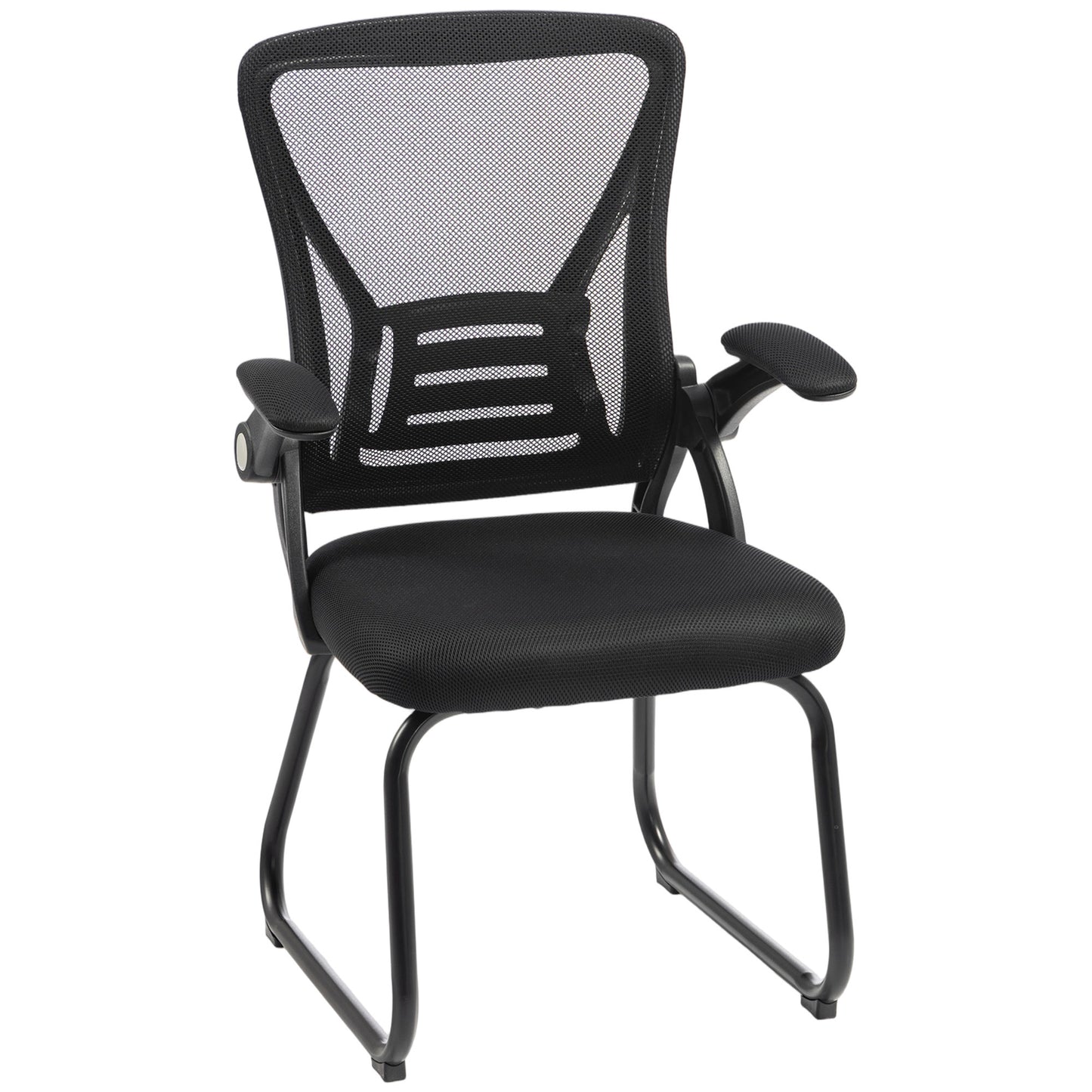 HOMCOM Office Chair, Ergonomic Desk Chair No Wheels with Mesh Backrest and Steel Legs for Home Conference Room, Black
