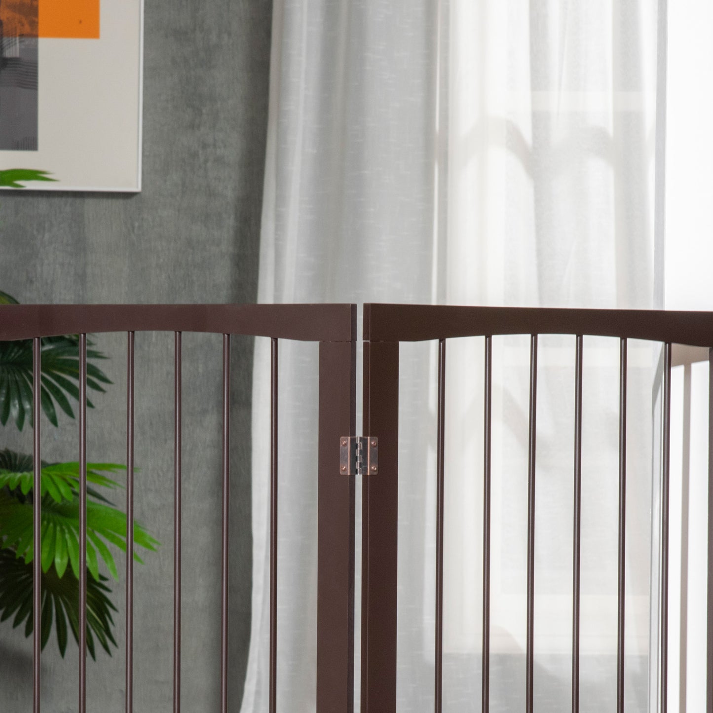 PawHut 3 Panel Stair Gate Foldable Dog Door Gate Indoor Free Standing Safety Gate Pet Barrier 76cm Height