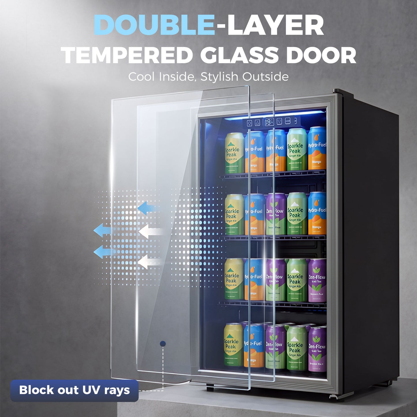 HOMCOM 90L Drinks Fridge, 139 Can Under Counter Freestanding Beer Fridge with LED Light