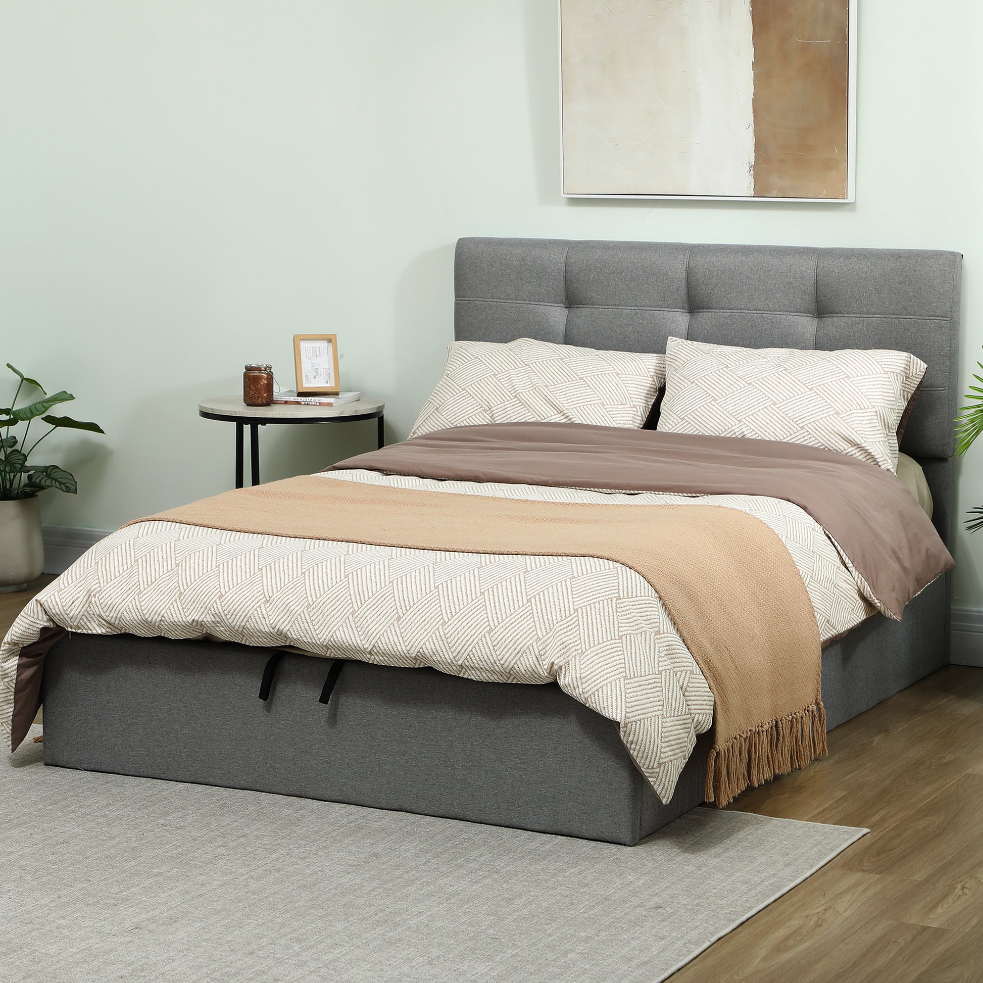 HOMCOM 4ft6 Double Ottoman Bed with Gas Lift Storage - Grey