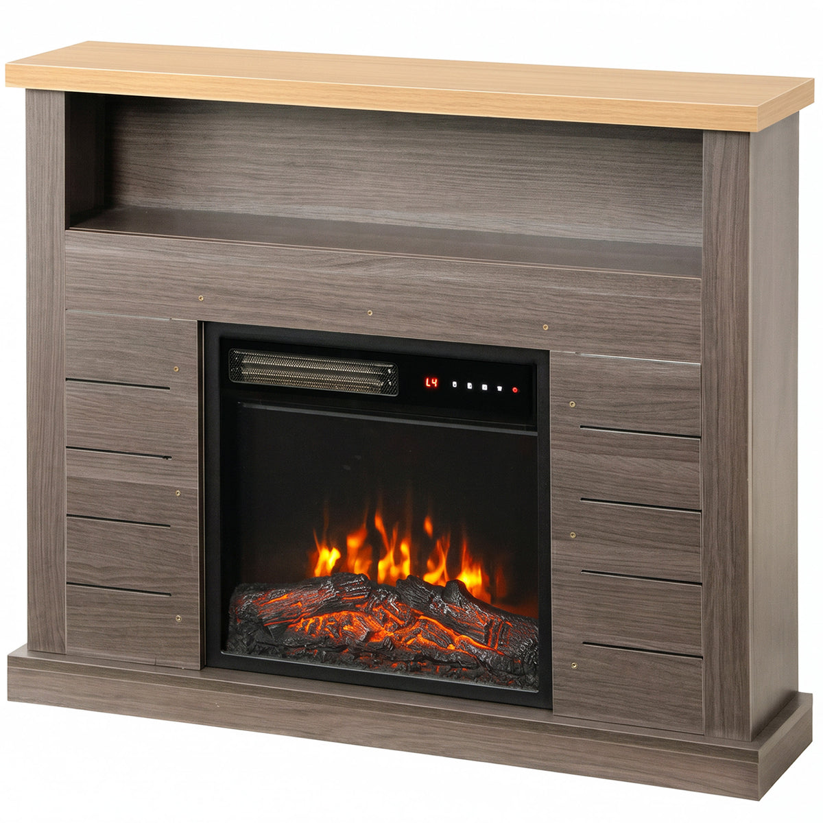 HOMCOM Electric Fireplace Suite, 1800W Electric Fire and Surround with LED Flame, Remote, Thermostat Overheat Protection Default Title