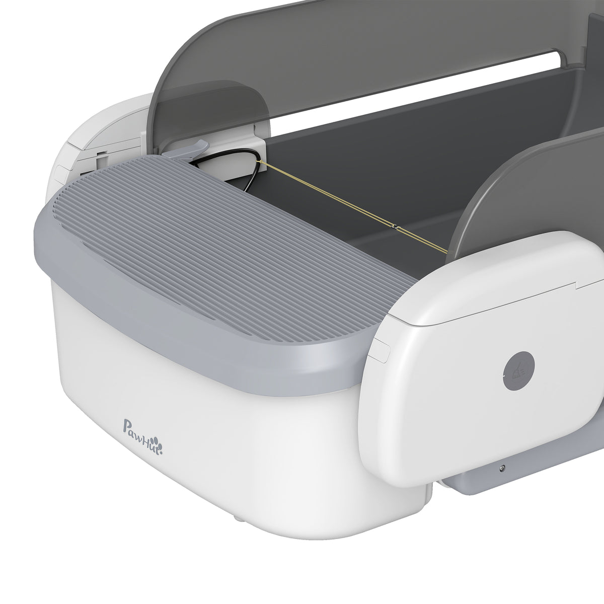PawHut Self Cleaning Cat Litter Tray, Open-Top Automatic Litter Box with APP Control, Clumping Rake, 10L Waste Bin